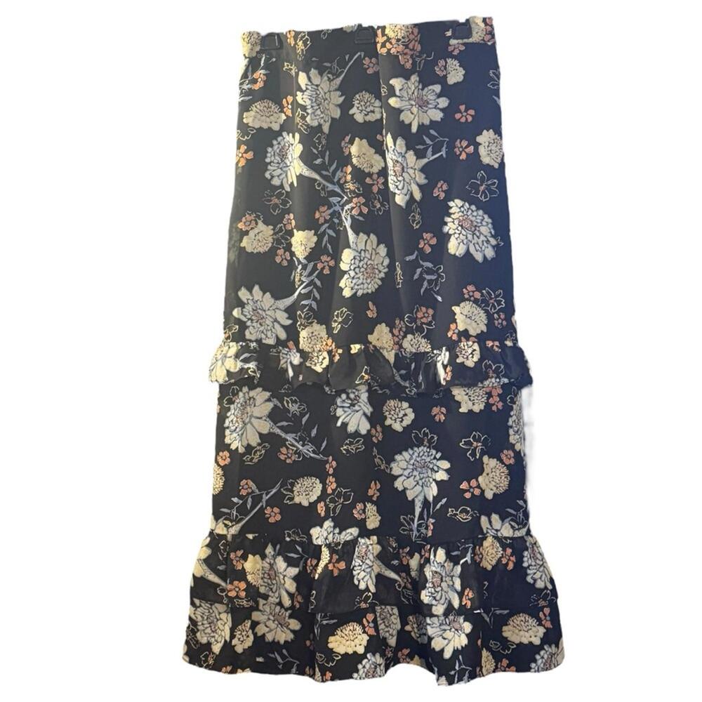 Marc New York Tiered Maxi Skirt  Size XL Flowy Tiered Black Boho Cottagecore - Picture 9 of 9